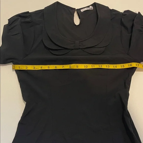Mikarose Black Double-Layer Peter Pan Collar Short-Sleeve Blouse - Picture 2 of 10